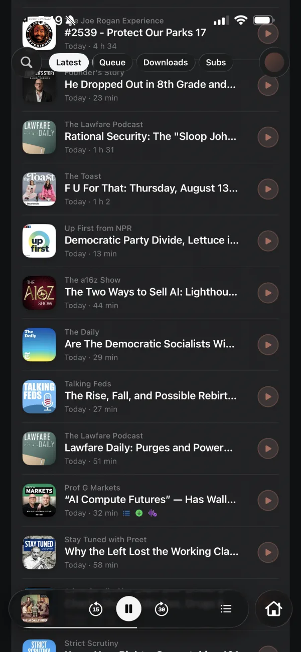 Sophon screenshot: Latest episodes from your shows